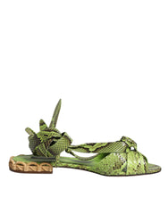Dolce & Gabbana Green Animal Print Ankle Wrap Sandals Shoes -   -  Dolce & Gabbana.