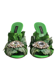 Dolce & Gabbana Green Crystal Slides KEIRA Sandal Shoes -   -  Dolce & Gabbana.