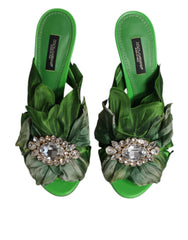 Dolce & Gabbana Green Crystal Slides KEIRA Sandal Shoes -   -  Dolce & Gabbana.