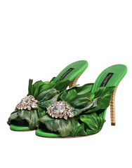 Dolce & Gabbana Green Crystal Slides KEIRA Sandal Shoes -   -  Dolce & Gabbana.