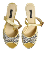 Dolce & Gabbana Yellow Crystal Slides KEIRA Sandals Shoes -   -  Dolce & Gabbana.
