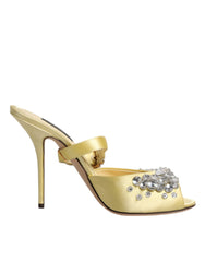 Dolce & Gabbana Yellow Crystal Slides KEIRA Sandals Shoes -   -  Dolce & Gabbana.