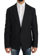 Dolce & Gabbana Gray Striped Wool Jacket Coat Slim Blazer -   -  Dolce & Gabbana.