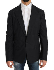 Dolce & Gabbana Gray Striped Wool Jacket Coat Slim Blazer -   -  Dolce & Gabbana.