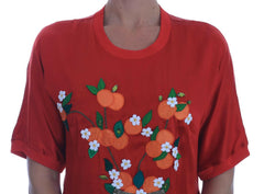 Dolce & Gabbana Red Silk Oranges Floral Crystal Blouse -   -  Dolce & Gabbana.