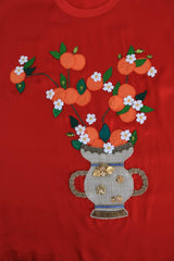 Dolce & Gabbana Red Silk Oranges Floral Crystal Blouse -   -  Dolce & Gabbana.