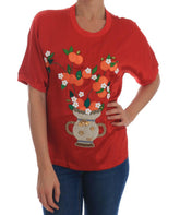 Dolce & Gabbana Red Silk Oranges Floral Crystal Blouse -   -  Dolce & Gabbana.