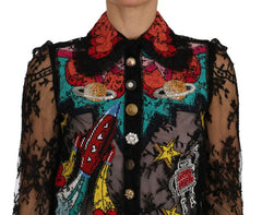 Dolce & Gabbana Black Lace Crystal SPACE Shirt -   -  Dolce & Gabbana.