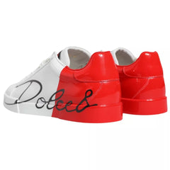 Dolce & Gabbana White Red Portofino Low Top Sneakers Shoes -   -  Dolce & Gabbana.