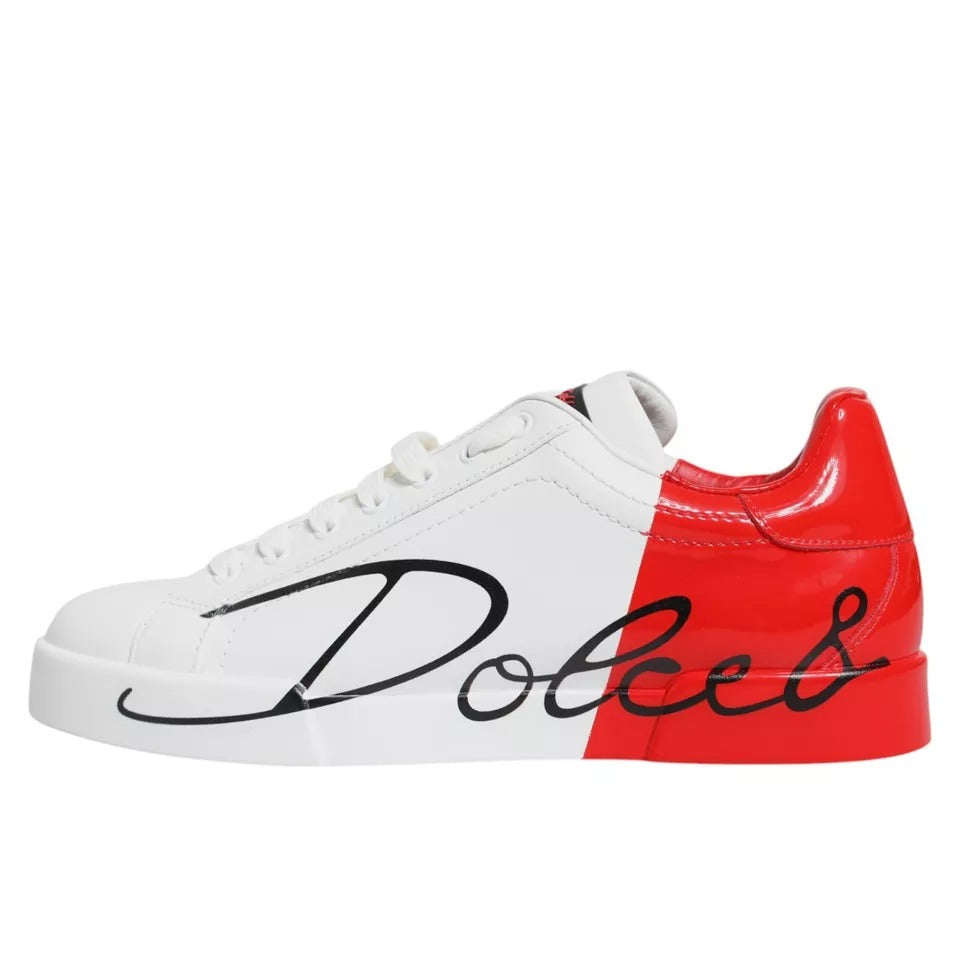 Dolce & Gabbana White Red Portofino Low Top Sneakers Shoes -   -  Dolce & Gabbana.