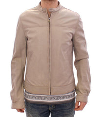Dolce & Gabbana Beige Leather Jacket Biker Coat -   -  Dolce & Gabbana.