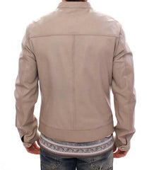 Dolce & Gabbana Beige Leather Jacket Biker Coat -   -  Dolce & Gabbana.