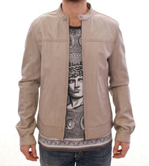 Dolce & Gabbana Beige Leather Jacket Biker Coat -   -  Dolce & Gabbana.