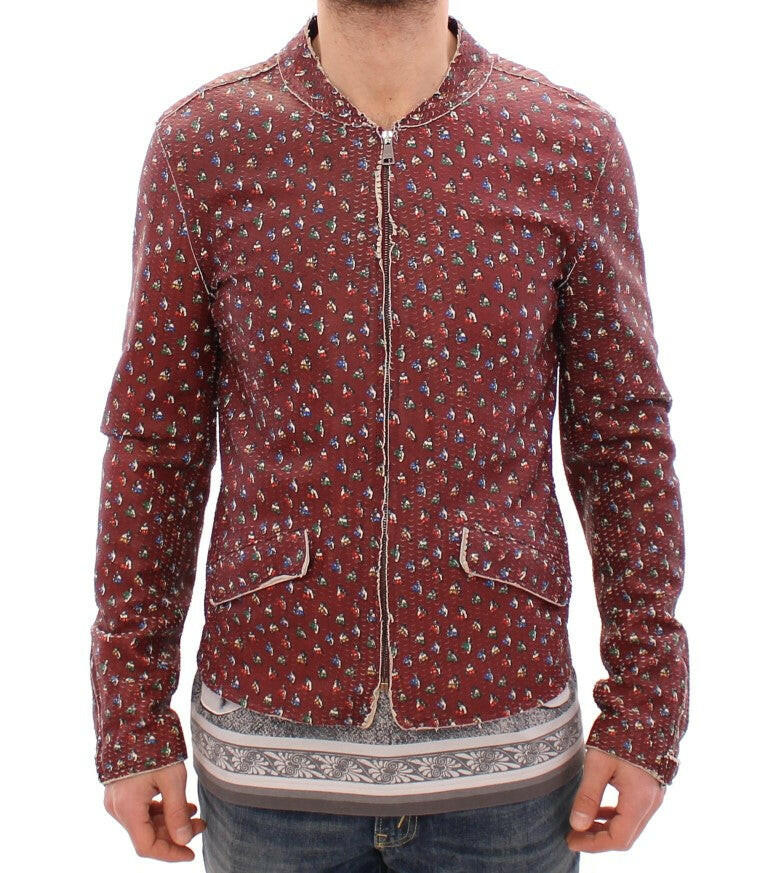 Dolce & Gabbana Bordeaux Leather Boxer Print Jacket Coat -   -  Dolce & Gabbana.