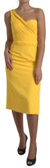 Dolce & Gabbana Yellow One Shoulder Side Slit Midi Dress -   -  Dolce & Gabbana.