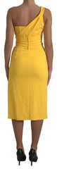 Dolce & Gabbana Yellow One Shoulder Side Slit Midi Dress -   -  Dolce & Gabbana.
