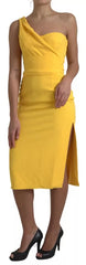 Dolce & Gabbana Yellow One Shoulder Side Slit Midi Dress -   -  Dolce & Gabbana.