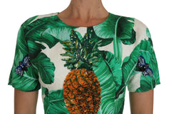 Dolce & Gabbana A-Line Banana Leaf Pineapple Crystal Dress -   -  Dolce & Gabbana.
