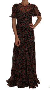 Dolce & Gabbana Black Floral Roses A-Line Shift Gown -   -  Dolce & Gabbana.