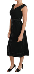 Dolce & Gabbana Black Wool Stretch A-line Sheath Dress -   -  Dolce & Gabbana.