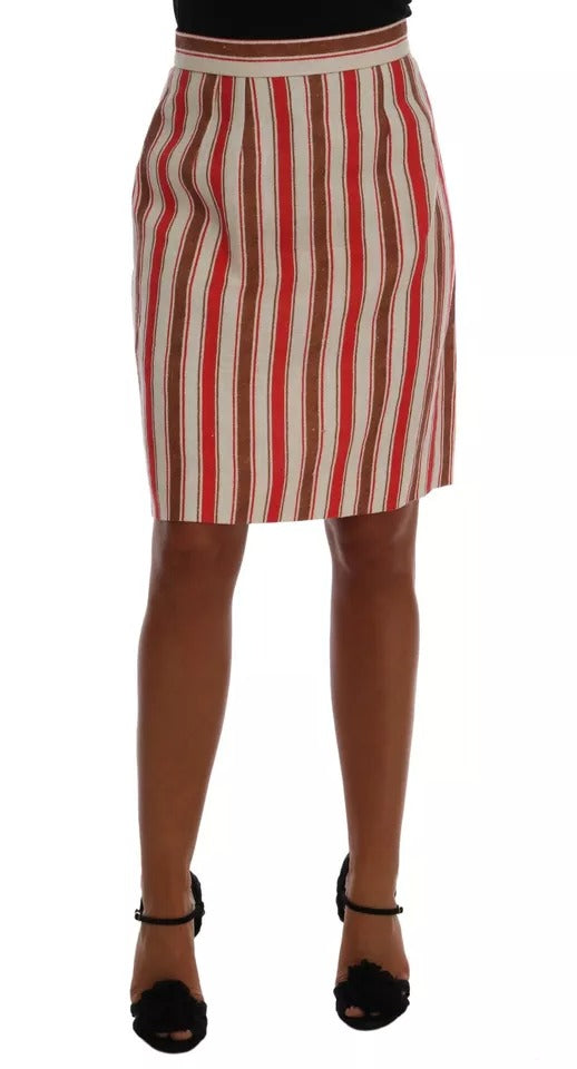 Dolce & Gabbana Multicolor Portofino Stripes Cotton Midi Skirt -   -  Dolce & Gabbana.