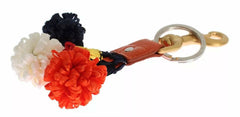 Dolce & Gabbana Brown Gold Raffia Leather Clasp Finder Chain Keyring -   -  Dolce & Gabbana.