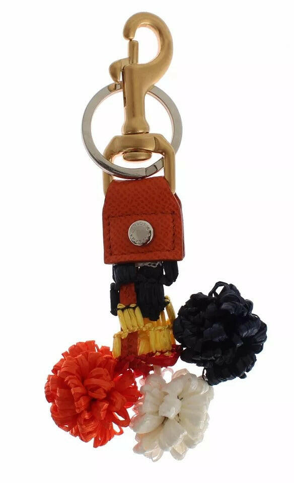 Dolce & Gabbana Brown Gold Raffia Leather Clasp Finder Chain Keyring -   -  Dolce & Gabbana. Dolce & Gabbana Brown Gold Raffia Leather Clasp Finder Chain Keyring -   -  Dolce & Gabbana.