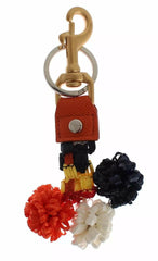 Dolce & Gabbana Brown Gold Raffia Leather Clasp Finder Chain Keyring -   -  Dolce & Gabbana.