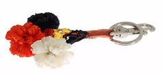 Dolce & Gabbana Silver Brown Raffia Leather Clasp Finder Chain Keyring -   -  Dolce & Gabbana.