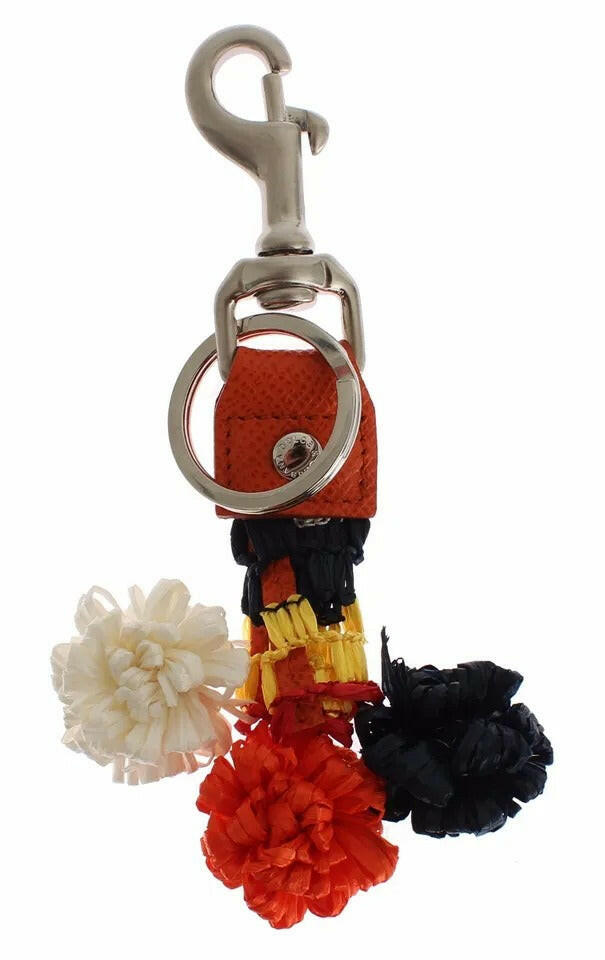 Dolce & Gabbana Silver Brown Raffia Leather Clasp Finder Chain Keyring -   -  Dolce & Gabbana. Dolce & Gabbana Silver Brown Raffia Leather Clasp Finder Chain Keyring -   -  Dolce & Gabbana.