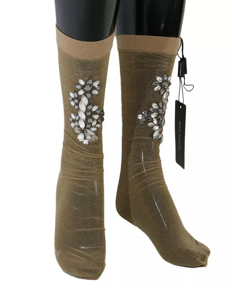 Dolce & Gabbana Gold Stretch Floral Clear Crystal Stocking Socks -   -  Dolce & Gabbana. Dolce & Gabbana Gold Stretch Floral Clear Crystal Stocking Socks -   -  Dolce & Gabbana.