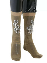 Dolce & Gabbana Gold Stretch Floral Clear Crystal Stocking Socks -   -  Dolce & Gabbana.