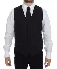 Dolce & Gabbana Black Wool Silk Dress Gilet Jacket Vest -   -  Dolce & Gabbana.