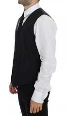 Dolce & Gabbana Black Wool Silk Dress Gilet Jacket Vest -   -  Dolce & Gabbana.