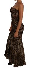 Dolce & Gabbana Brown Leopard Silk Chiffon Ruched Mermaid Maxi Dress -   -  Dolce & Gabbana.