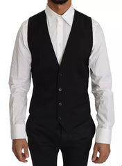 Dolce & Gabbana Black Wool Logo Waistcoat Vest -   -  Dolce & Gabbana.