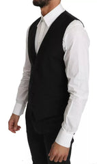 Dolce & Gabbana Black Wool Logo Waistcoat Vest -   -  Dolce & Gabbana.