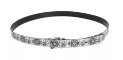 Dolce & Gabbana White Blue Silk Bowtie Leather Belt Gift Box Set -   -  Dolce & Gabbana.