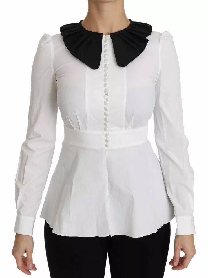 Dolce & Gabbana Black White Decorative Buttons Tops Shirt Blouse -   -  Dolce & Gabbana.