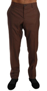 Dolce & Gabbana Brown Wool Silk Formal Trousers Pants -   -  Dolce & Gabbana.
