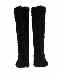 Dolce & Gabbana Black Xiangao Lamb Fur Leather Boots -   -  Dolce & Gabbana.