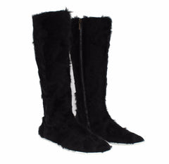 Dolce & Gabbana Black Xiangao Lamb Fur Leather Boots -   -  Dolce & Gabbana.