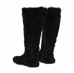Dolce & Gabbana Black Xiangao Lamb Fur Leather Boots -   -  Dolce & Gabbana.