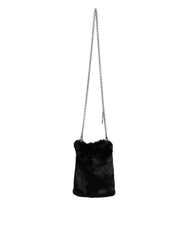 Dolce & Gabbana Black Faux Fur Silver Chain Crossbody Shoulder Purse Bag -   -  Dolce & Gabbana.