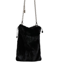 Dolce & Gabbana Black Faux Fur Silver Chain Crossbody Shoulder Purse Bag -   -  Dolce & Gabbana.