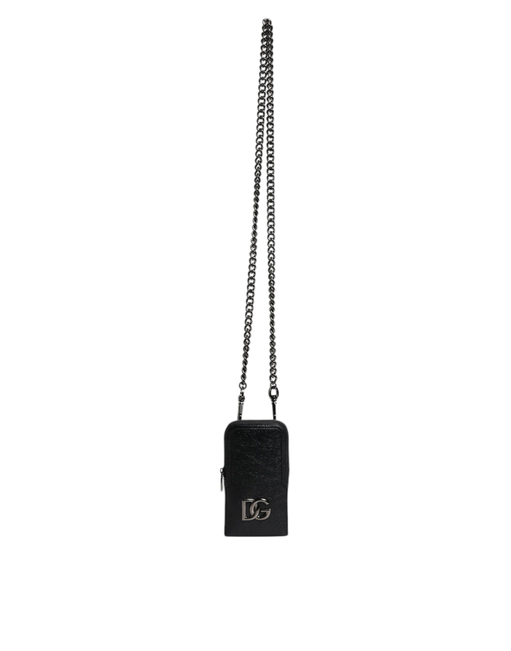 Dolce & Gabbana Black Leather Purse Crossbody Chain Sling Phone Bag -   -  Dolce & Gabbana. Dolce & Gabbana Black Leather Purse Crossbody Chain Sling Phone Bag -   -  Dolce & Gabbana.