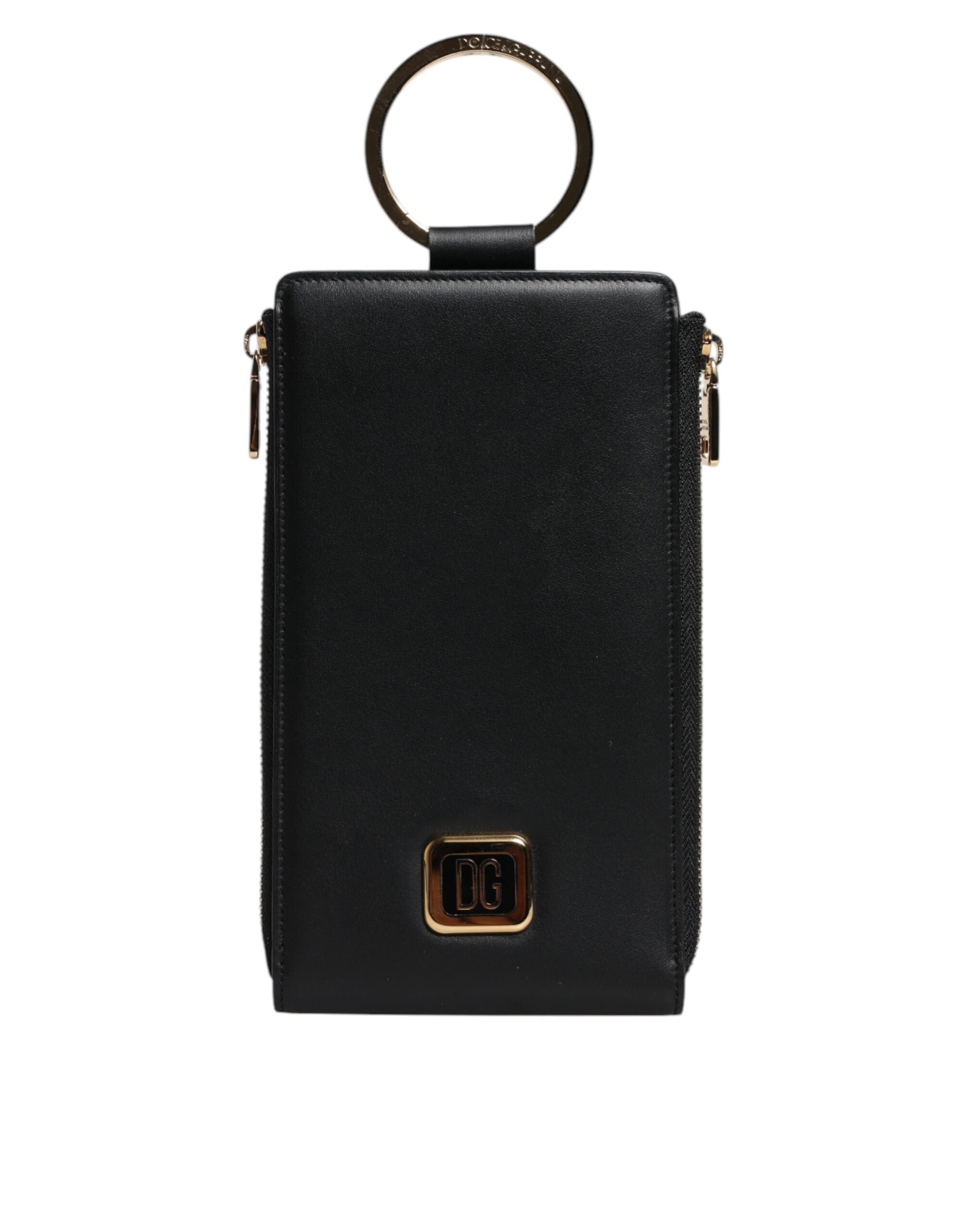 Dolce & Gabbana Black Leather Logo Plaque Neck Strap Card Coin Wallet -   -  Dolce & Gabbana.