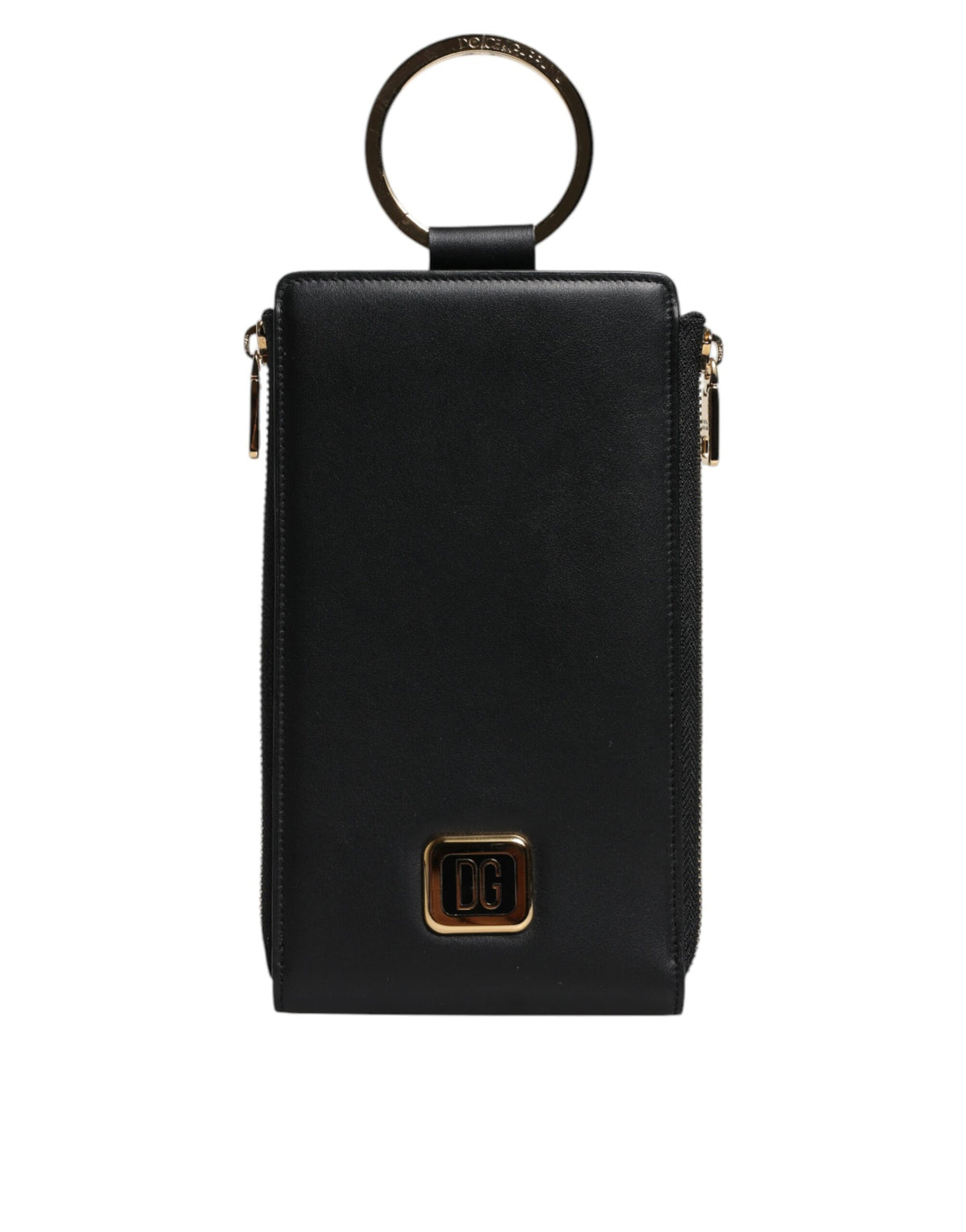 Dolce & Gabbana Black Leather Logo Plaque Neck Strap Card Coin Wallet -   -  Dolce & Gabbana.