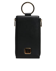 Dolce & Gabbana Black Leather Logo Plaque Neck Strap Card Coin Wallet -   -  Dolce & Gabbana.