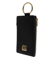 Dolce & Gabbana Black Leather Logo Plaque Neck Strap Card Coin Wallet -   -  Dolce & Gabbana.